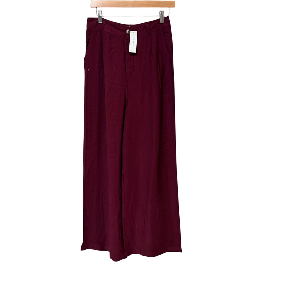 Francescas Blue Rain Burgundy Wide Leg High Rise Dress Pants Large